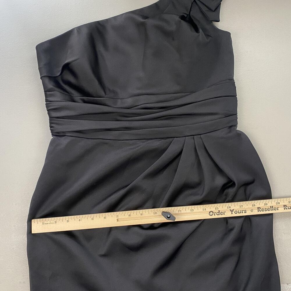 Davids Bridal Dress Women 14 Black Satin One Shoulder Bow Ruched Party LBD 84333 - Picture 9 of 13